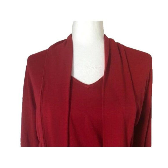 CAbi Tess Tee Top Size XS Tie V-Neck Style #3804 Red Stretchy Jersey Knit - Picture 2 of 7